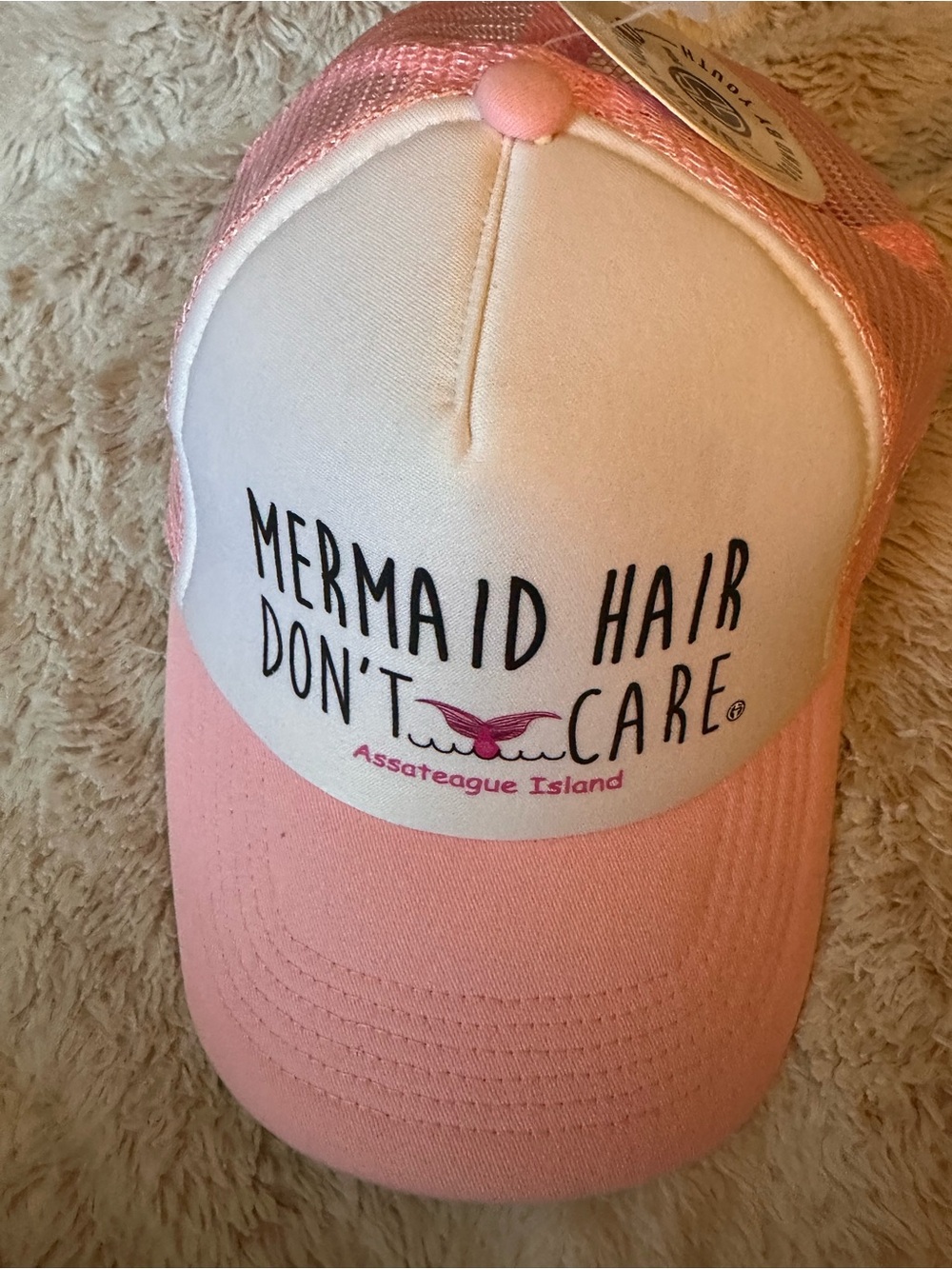 Mermaid Hair Don't Care Pink Trucker Hat - Assateague Island